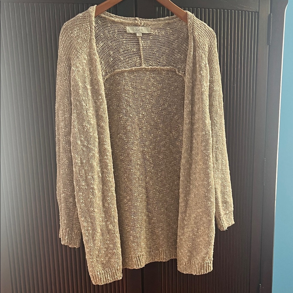 LOFT Tan Open-Front Cardigan